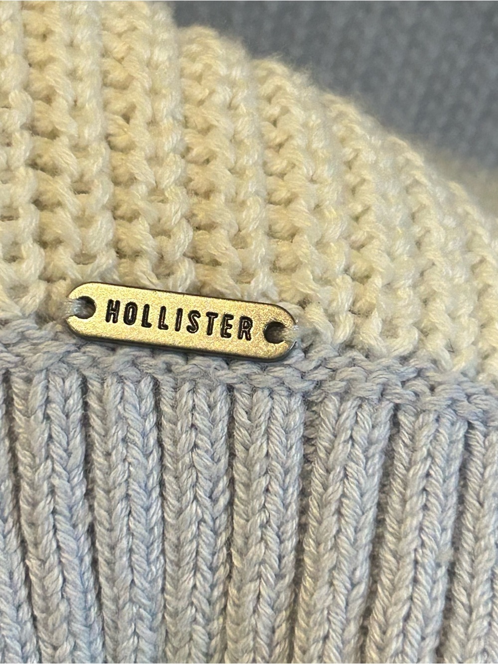 🌸Hollister periwinkle blue and white horizontal striped knit crewneck sweater XS - Picture 8 of 9